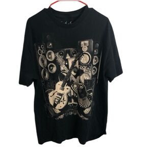 Vintage Music Related Graphic Short Sleeve Guitar Tee Shirt Size XL Unisex